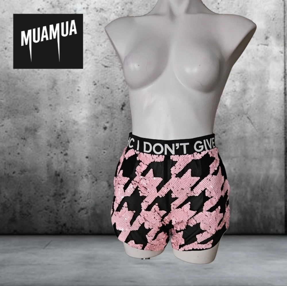 House Of Muamua "I DON'T GIVE A CHIC" Sequin Shorts